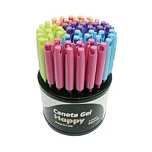 Caneta GEL HAPPY 0.7 COLORIDA - DISPLAY C/ 50 UNID. SORTIDAS - JOCAR OFFICE