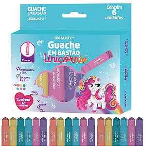Guache em Bastão Cores pastel Unicórnio - CAIXA C/ 6 CORES - LEO E LEO