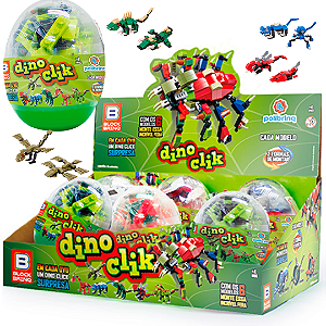 Brinquedo Blocks DINO CLICK SURPRESA 2 em 1 Animais - POLIBRINQ