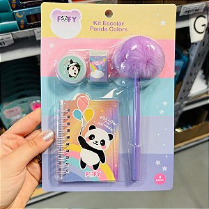 Kit escolar Panda COLORS - KIT 4 PEÇAS  - FOFY
