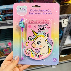 Kit de Anotação UNICORNIO LOVERS - BLISTER 2 PEÇAS  - FOFY