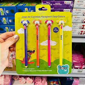 Caneta apagável DOG COLORS - BLISTER 4 UND  - FOFY