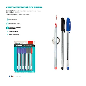 Caneta Esferográfica PRISMA 1.0 - BLISTER 10UND - BAZZE