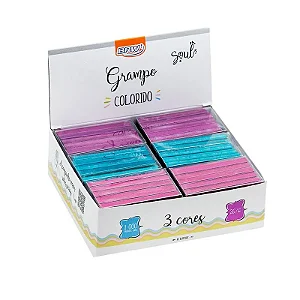 Grampo colorido  26/6 1000 UND - DISPLAY C/ 12UND - BRW