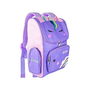 Mochila Escolar Unicórnio fofo LILAS- FOFY