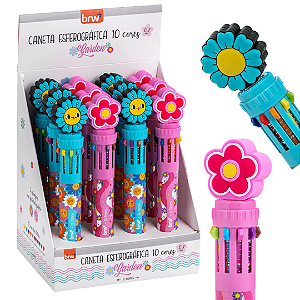 Caneta esferográfica DIVERT 0.7MM GARDEN 10 CORES - DISPLAY C/12UND - BRW