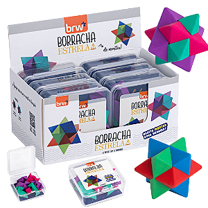 Borracha ESTRELA 3D - DISPLAY C/ 6 POTES - BRW