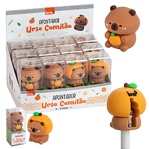 Apontador Plástico Urso Comilão  - DISPLAY C/ 12UND - BRW