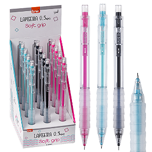 Lapiseira Plástica 0,5MM SOFT GRIP - DISPLAY C/ 12UND - BRW