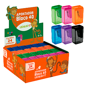 Apontador Bloco 4CM/DEPOSITO CX/24 UND  - LEO E LEO