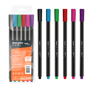 Caneta marcador Fineliner  0.4 - ESTOJO C/ 6 CORES -  JOCAR OFFICE