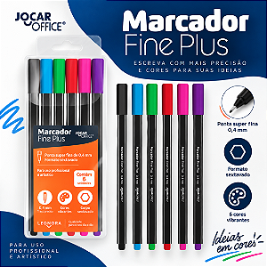 Caneta marcador Fineliner  0.4 - ESTOJO C/ 6 CORES -  LEO E LEO