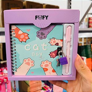 Diário Miau ROXO - KIT 2 PEÇAS - FOFY