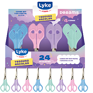 Tesoura Escolar PASTEL 13CM - CX C/24 UND - LYKE