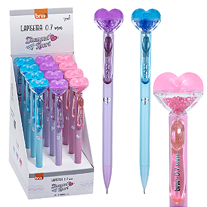 Lapiseira Plástica 0,7MM DIAMOND HEART - DISPLAY C/ 12UND - BRW
