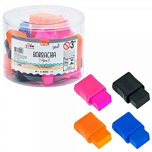 Borracha  NEON C/ CAPA PLÁSTICA - POTE COM 24UND - BRW