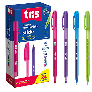 Caneta Esferográfica FASHION SLIDE 1.0MM - CAIXA 24 UND - TRIS