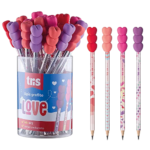 Lápis Love HB C/ Borracha - POTE 24 UND - TRIS