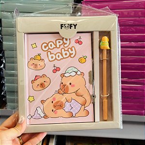 Diário KIT CAPY LARANJINHA - KIT 2 PEÇAS - FOFY