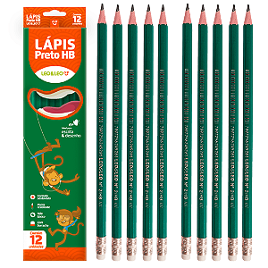 Lápis Hb resina VERDE SEXTAVADO C/ Borracha - CAIXA 12 UND-  LEO E LEO