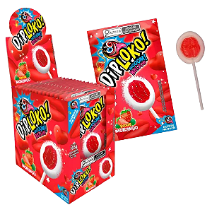 Doce DIP LOKO BOOOM BEIJOS MORANGO 11G - DISPLAY 15 UND - DANILLA