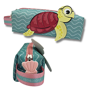 Estojo tubo Fundo do mar C/ PATCH TARTARUGA - UNIDADE - LEO E LEO