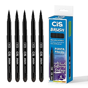 Caneta Marcador BRUSH PRETO - CX C/6 UND - CIS