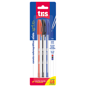 Caneta ESF TRIS SLIDE 1.0MM AZUL -  CART 3UND - TRIS
