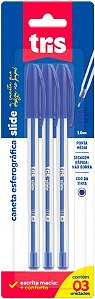 Caneta ESF TRIS SLIDE 1.0MM AZUL - CART 3UND - TRIS
