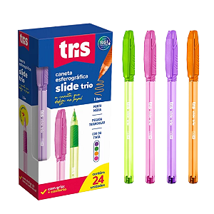 Caneta ESF SLIDE TRIO FASH 1.0 - CAIXA 24  UND - TRIS