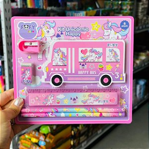 Kit escolar Unicórnio HAPPY - 6 PECAS - FOFY