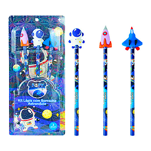 Lápis Astronauta - KIT 3 PEÇAS - FOFY
