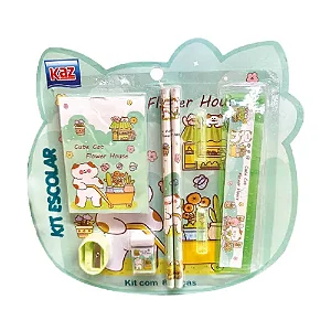 Kit Escolar VERDE - 8 PEÇAS - KAZ