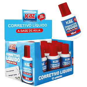 Corretivo Liquido 18ML BASE AGUA - CAIXA 12 UND - KAZ