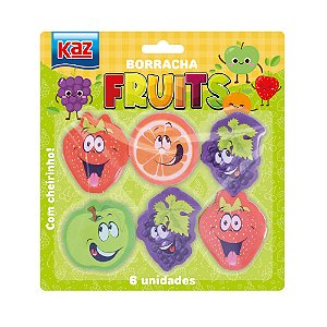 Borracha Frutinhas Divertidas COM AROMA - BLISTER 6 PEÇAS - KAZ