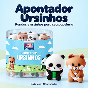 Apontador 1 Furo Ursinhos Divertidos - POTE 12 UND - KAZ