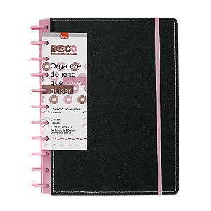 Caderno disco GLITTER PRETO - 280X215 - 80 FLS - BRW