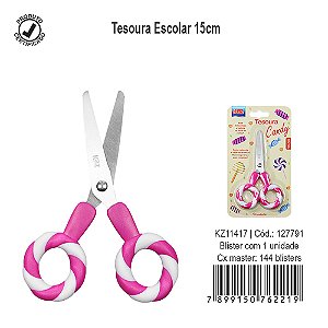 Tesoura Escolar 13CM CANDY - UNIDADE - KAZ