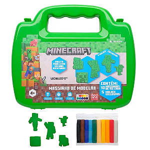 Massinha de modelar MINECRAFT MALETA COM 10 CORES E 5 MOLDES - LEO E LEO