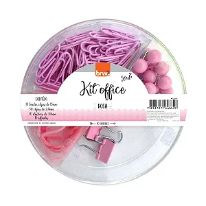 Kit Office DONUTS - CLIPES/BINDER/ALFINETE/ELÁSTICO - ROSA - BRW