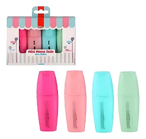Marca texto pastel MINI (COM CHEIRO) - TUTTI FRUTTI - BLISTER C/ 4CORES - BRW