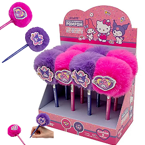 Caneta Pompom c/Aplique HELLO KITTY E AMIGOS -  UNIDADE SORTIDA  -  LEOARTE