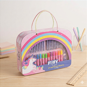 Kit artistico maleta Unicórnio  MAGICAL - KIT 36  PEÇAS - FOFY
