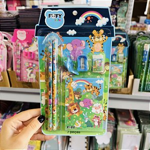 Kit escolar animais Felizes - KIT 7 PECAS  - FOFY