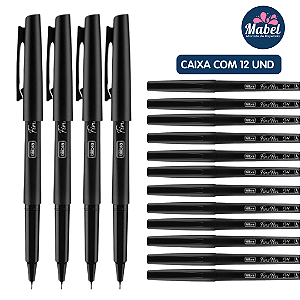 Caneta 0.4MM FINE PEN PRETO  - CAIXA 12 UND - TILIBRA