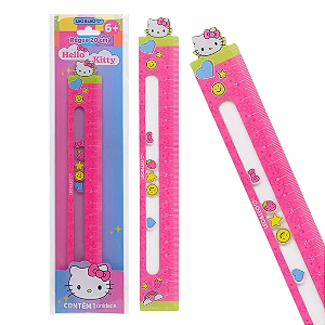 Régua plastica  HELLO KITTY 20CM decorada c/ Pin  - LEO E LEO