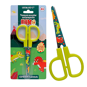 Tesoura Escolar ESTAMPADA DINO - BLISTER - LEO E LEO