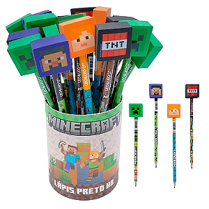 Lápis c/Borracha MINECRAFT - POTE 30 UND - LEO E LEO