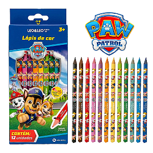 Lápis de cor PATRULHA CANINA  - 12 CORES - TRIANGULAR ESTAMPADO - LEO E LEO