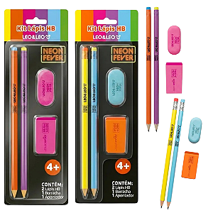 Kit Escolar  NEON FEVER 4 peças - LEO E LEO